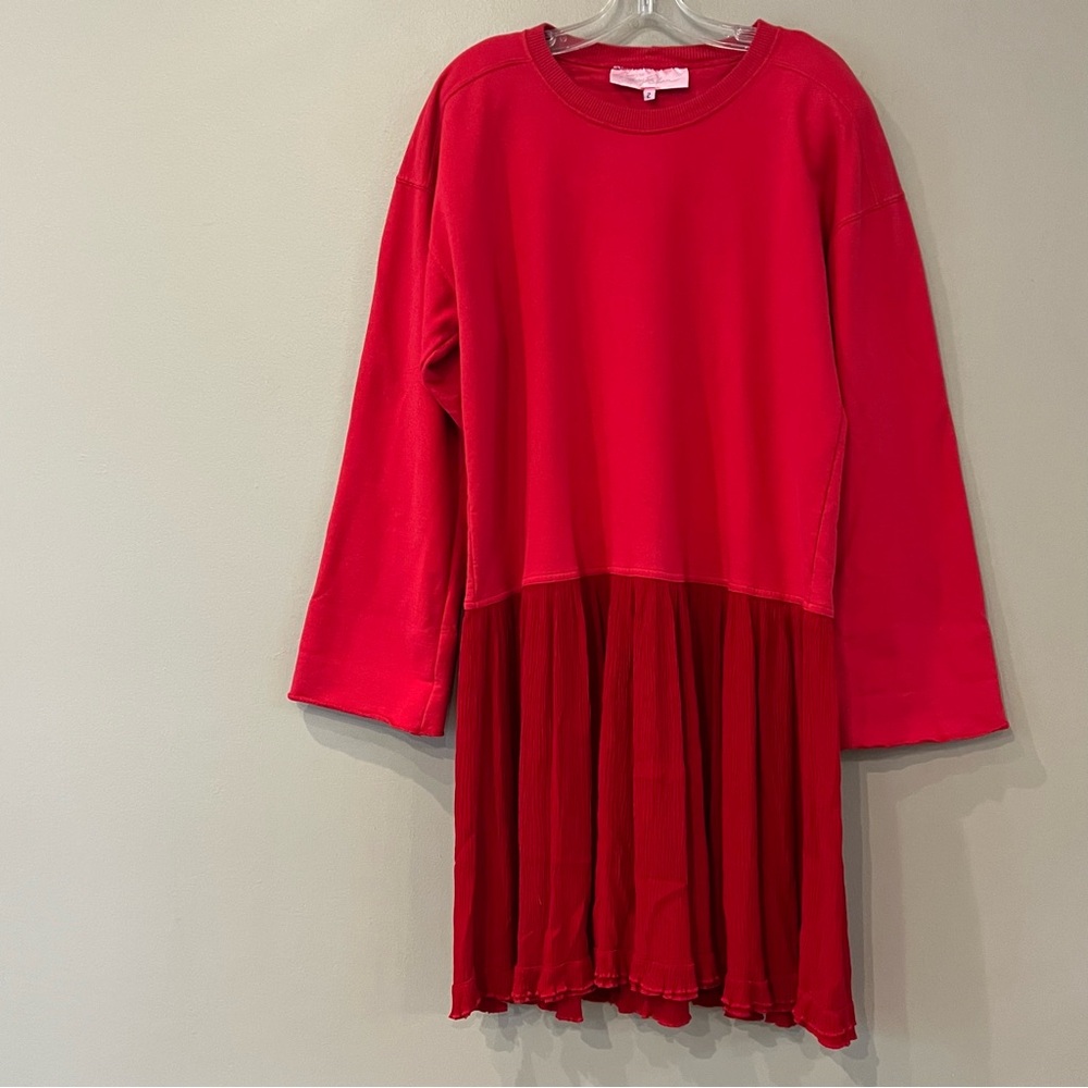 VTG Sweatshirt Dress Gauzey Fire Red Fits‎ up to XL Crewneck Pullover USA Made
